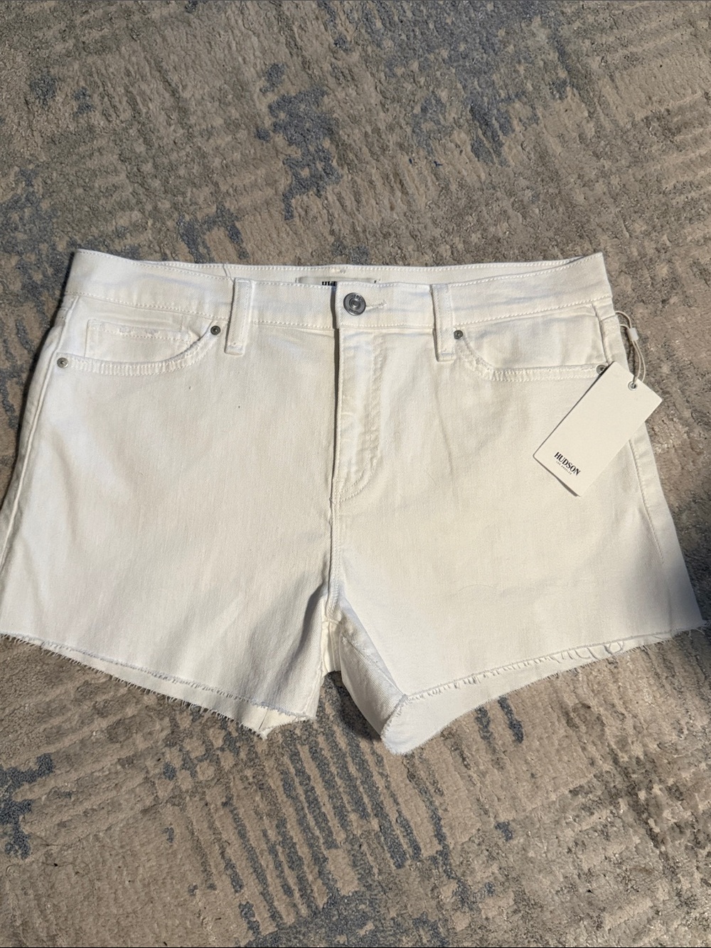 Hudson Jeans White Denim High-Rise Cutoff Shorts